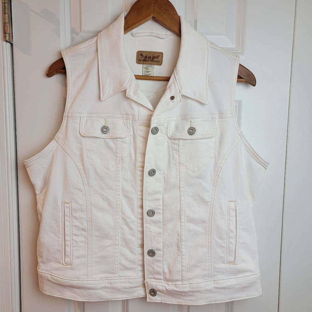 Levi's White Denim‎ Vest Women's XL EUC